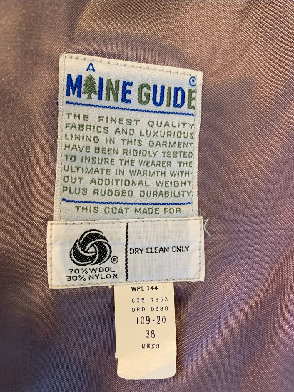 Mid-Century Maine Guide Men’s Size 38  Small/Medium Wool Coat w/ Faux Fur Collar